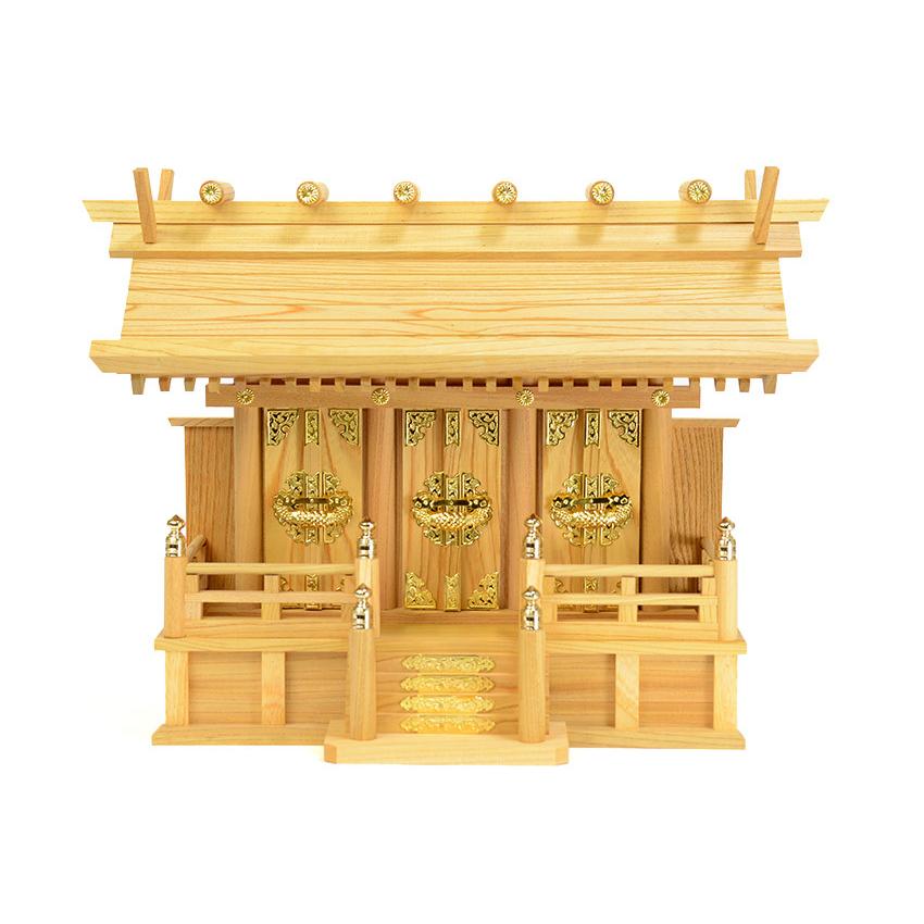三社 神棚 欅 けやき 通し三社 小 ケヤキ 小型 : ハセガワ仏壇 - 通販