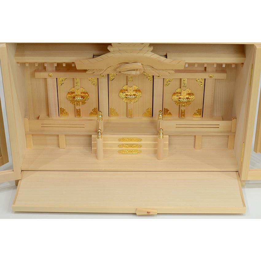 三社 神棚 箱宮 20号 ケース入り 神殿 上級品 国産 日本製 尾州桧