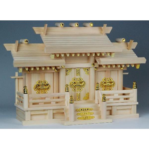 神棚低屋根違い三社(小) 高さ37 ひのき特製品/神棚_檜_桧_仏具用品_棚板_現代風_和モダン_お札_モダン_マンション用_神殿_神道通販_盂蘭盆会_初盆_新盆_お盆_1