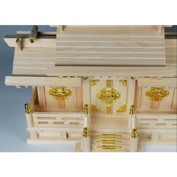 神棚低屋根違い三社(小) 高さ37 ひのき特製品/神棚_檜_桧_仏具用品_棚板_現代風_和モダン_お札_モダン_マンション用_神殿_神道通販_盂蘭盆会_初盆_新盆_お盆_3