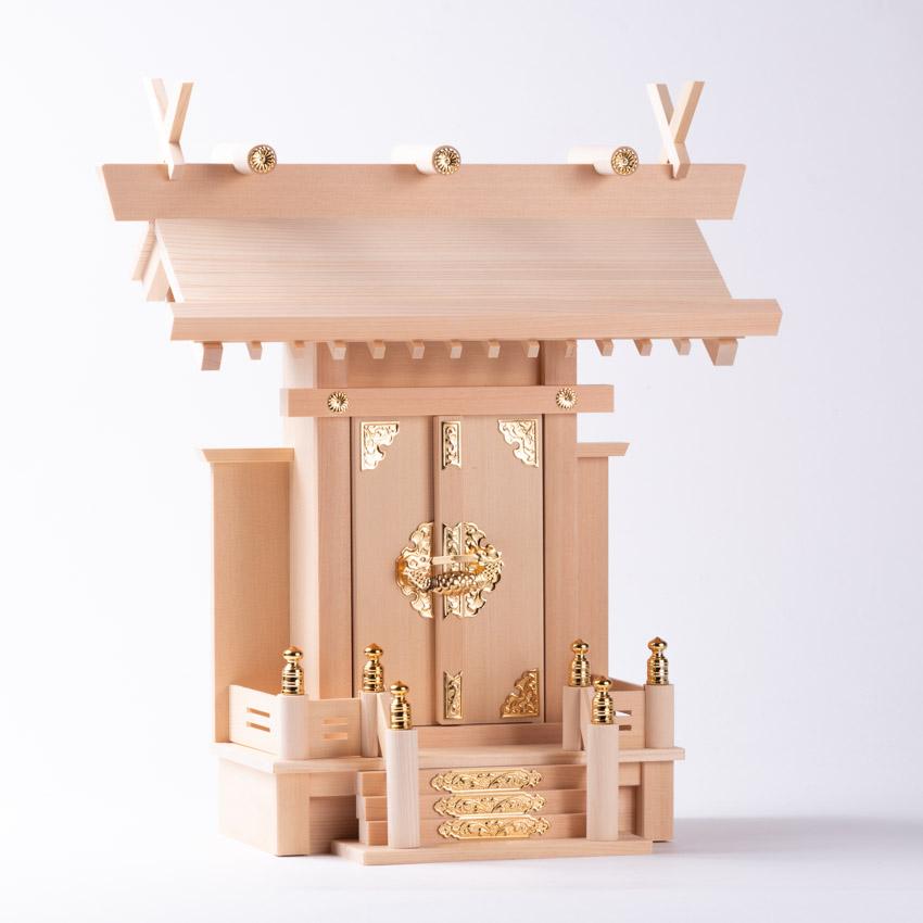 神棚セット 神具10点付 小型 家庭用神棚 中神明 上級品＋ 神具 10点付