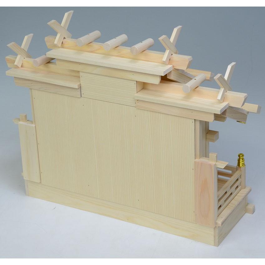 神棚セット 神具付 神棚 特製屋根違い三社(小)h + 神具七点セット(小
