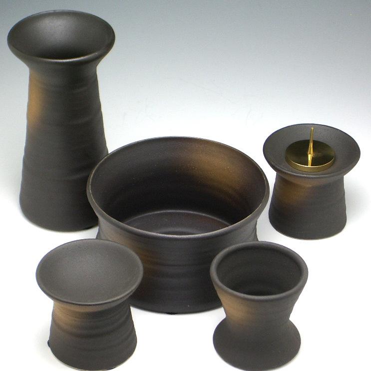 釉薬5点セット 越前焼名工 中村豊（陶杉窯）極美鉄赤