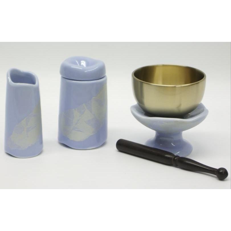 ほのかリン・線香差・マッチ消セットシンパープル（陶器製仏具