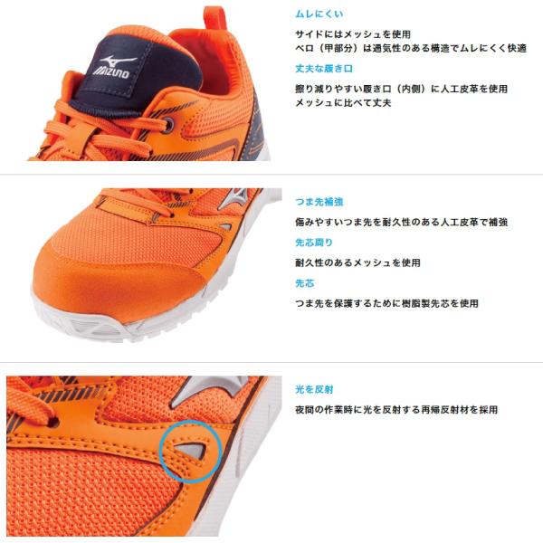 mizuno ミズノ 安全靴 送料無料 作業靴 ミズノ・オールマイティＶＳ　先芯周りにメッシュを使用し通気性アップ　F1GA1803｜btobdepot｜04