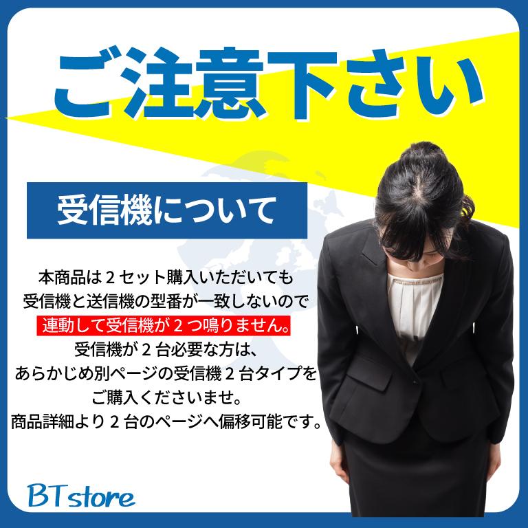 ワイヤレスチャイム インターホン 新生活 玄関 チャイム ワイヤレス ドアベル 防水 ピンポン 呼び鈴 ベル 介護 無線 防水｜btstoreosk｜06