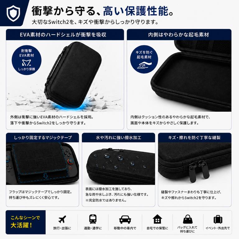 Switch 2 ケース スイッチ 2 収納 ケース Nintendo Switch2ケース ニンテンドー スイッチ2ケース 任天堂 キャリングケース カバー ソフトケース カードケース | ブランド登録なし | 07
