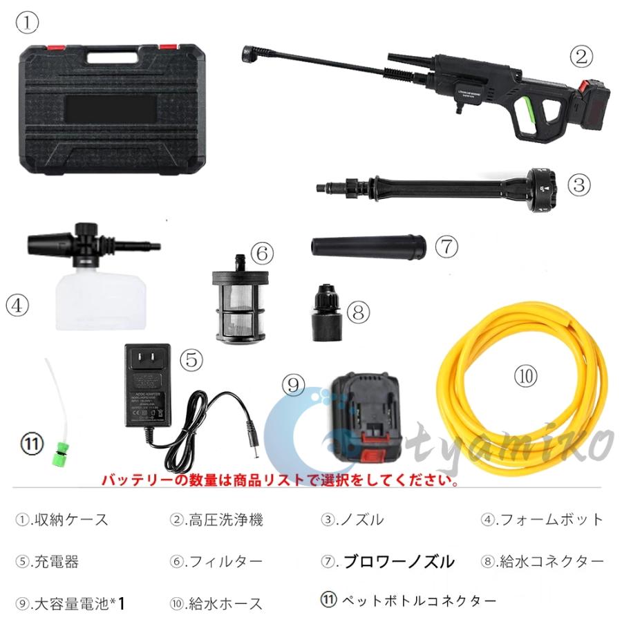 高圧洗浄機 10MPa コードレス 充電式 3段階水圧調整 ブラシレスモー 6