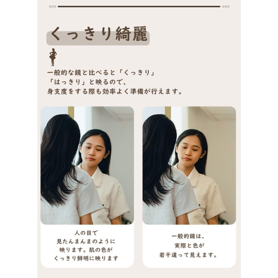 姿見 ドア掛け ミラー 全身 鏡 壁掛け スリム 100ｘ30cm 高さ調整 全身鏡 飛散防止 吊り下げ おしゃれ コンパクト 木製枠 | ミルオ君の鏡工房 | 03