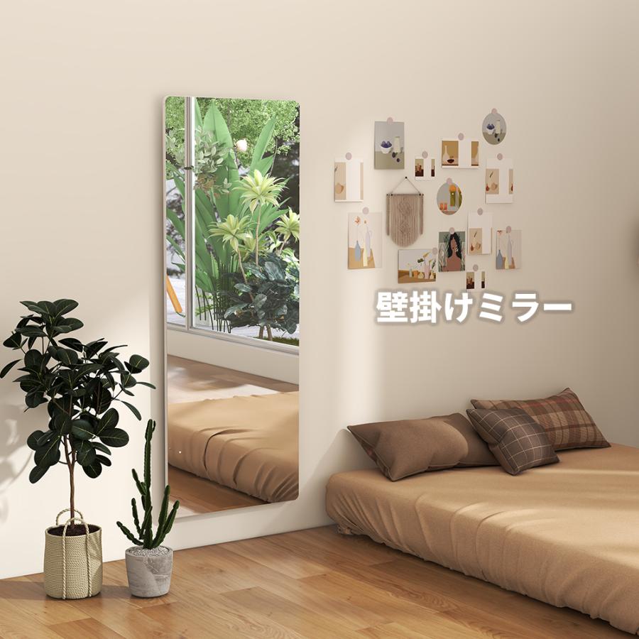 スタンドミラー 姿見 全身鏡 壁掛け ミラー 全身 おしゃれ ノーフレーム 玄関 ミラー 鏡 160ｘ60cm 飛散防止 北欧 2way 姿見鏡 角丸い ミラー