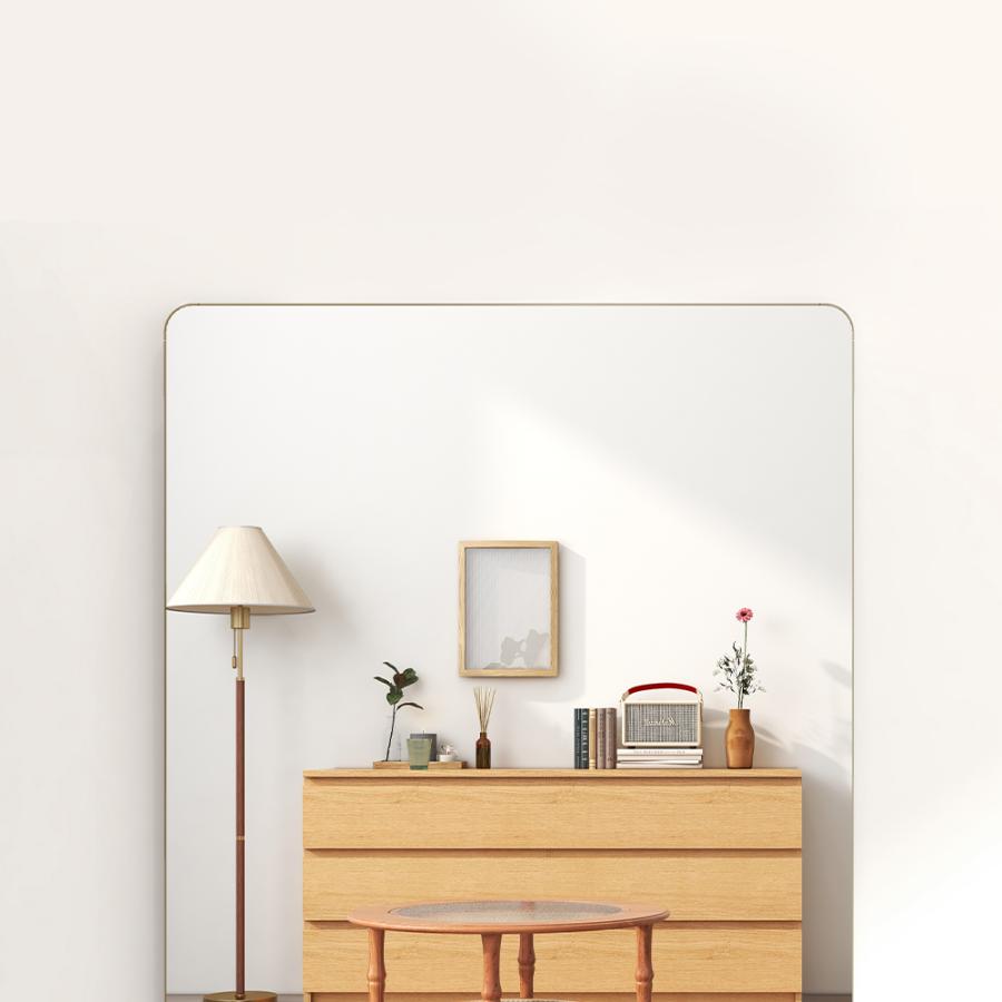 スタンドミラー 姿見 全身鏡 壁掛け ミラー 全身 おしゃれ ノーフレーム 玄関 ミラー 鏡 160ｘ60cm 飛散防止 北欧 2way 姿見鏡 角丸い ミラー