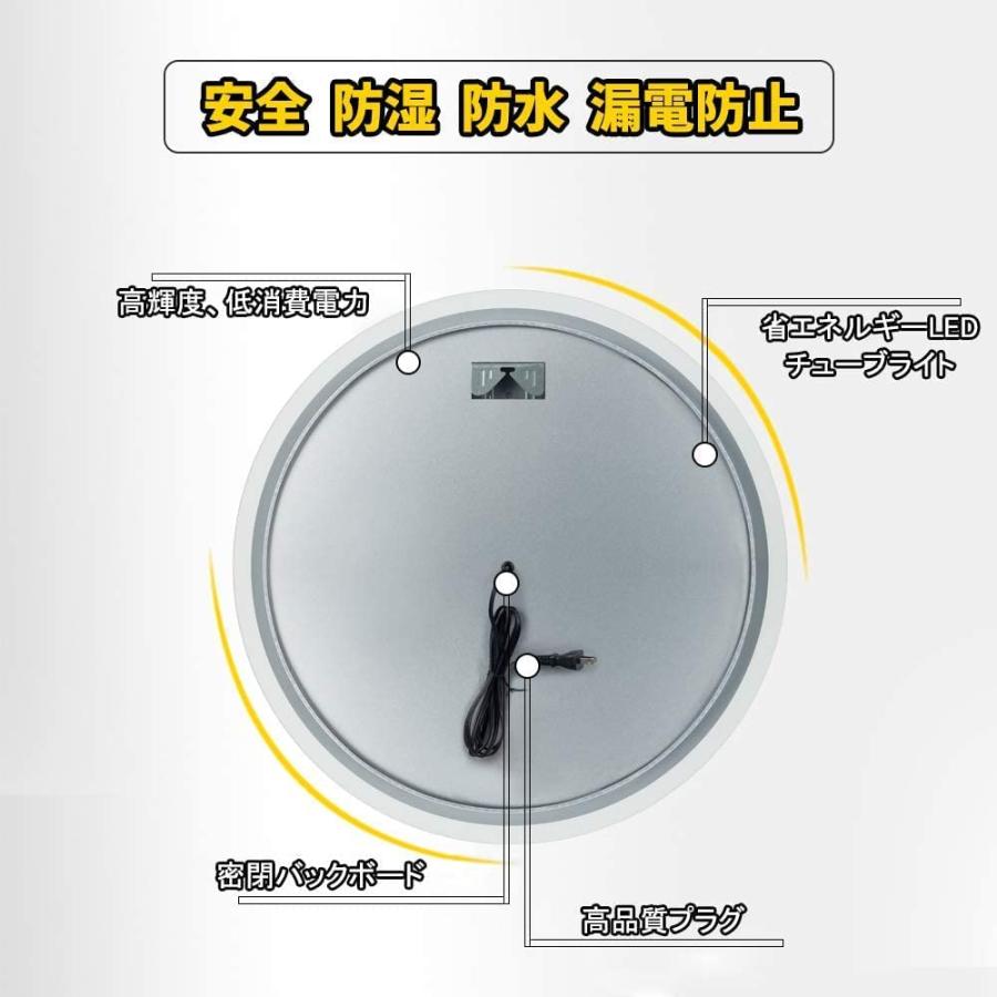 ミルオ君の鏡工房 ledミラー 丸鏡 60cm 壁掛け 化粧鏡 ライト