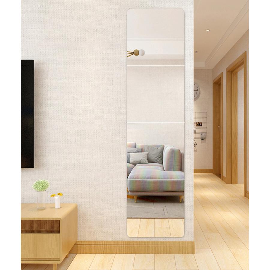 全身鏡 貼る 姿見 貼るタイプ 壁掛け 貼る鏡 全身 26ｘ26cm 賃貸 ウォールミラー 鏡 おしゃれ 省スペース 4枚 DIY 歪まない | ミルオ君の鏡工房 | 01