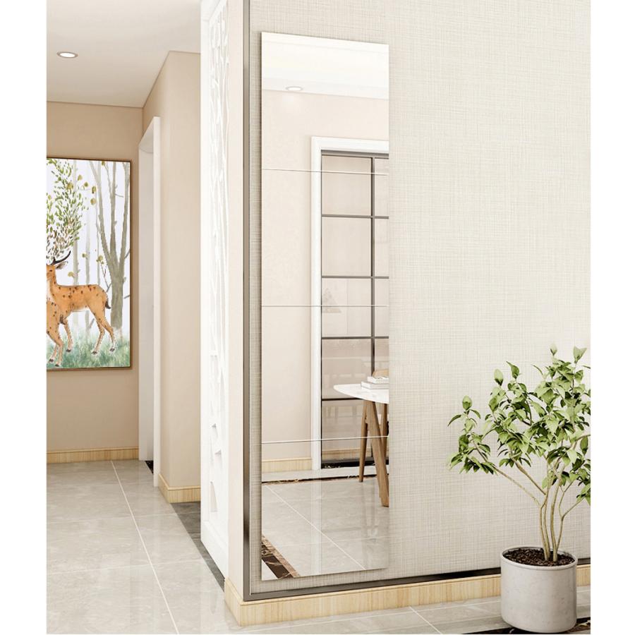 全身鏡 貼る 姿見 貼るタイプ 壁掛け 貼る鏡 全身 26ｘ26cm 賃貸 ウォールミラー 鏡 おしゃれ 省スペース 4枚 DIY 歪まない | ミルオ君の鏡工房 | 03