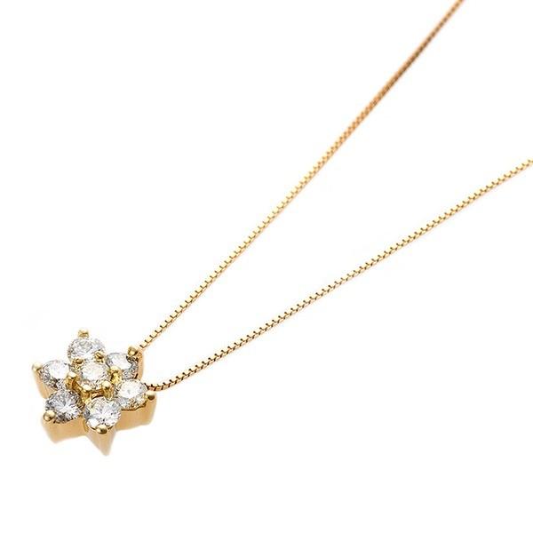 ダイヤモンド ネックレス 0.3ct K18 イエローゴールド 0.3カラット 花 フラワーモチーフ ペンダント 鑑別カード付き[21]_1