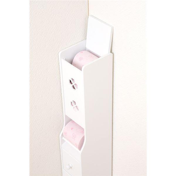 トイレラック トイレ収納 約幅15.5cm ホワイト スリム 省スペース 完成品 お手洗い 御手洗 収納家具 収納用品 掃除用品[21]の画像