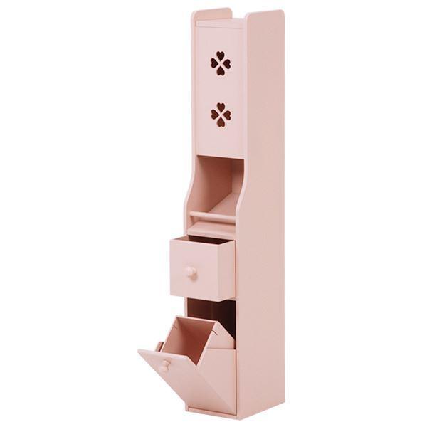 トイレラック トイレ収納 約幅15.5cm ピンク スリム 省スペース 完成品 お手洗い 御手洗 収納家具 収納用品 掃除用品[21]の画像