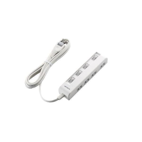 (まとめ)エレコム 個別スイッチ付省エネタップ(横挿しタイプ) T-E5C-2430WH〔×3セット〕[21]