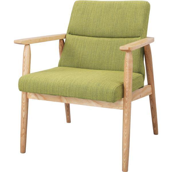 愛用  北欧調1人掛けチェア/リビングチェア RTO-881GR[21] 『リズ』 張地：ファブリック生地 木製フレーム 肘付き 〔グリーン〕 その他椅子、スツール、座椅子