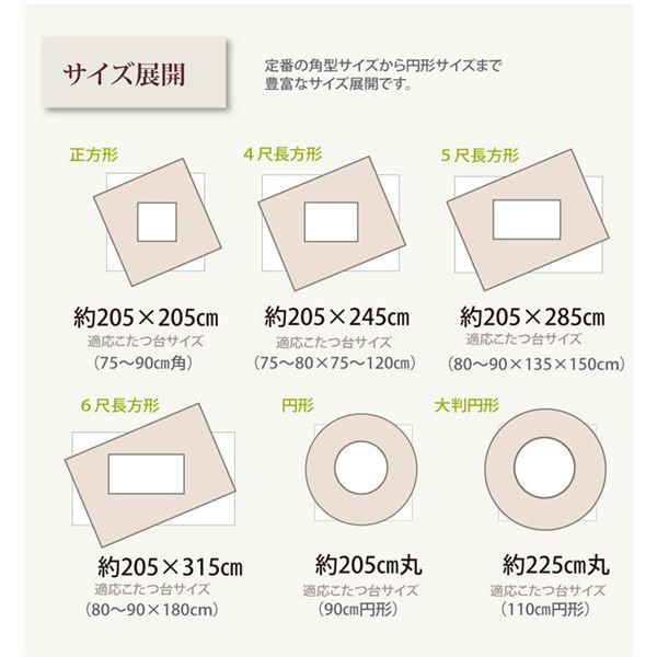 こたつ布団 〔単品 正方形 つむぎ調 グリーン 約205×205cm〕 厚掛けタイプ 洗える 表地：綿100％ 〔リビング ダイニング〕〔代引不可〕[21]｜bucklebunny｜04