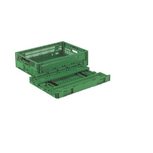 〔10個セット〕 折りたたみコンテナー/オリコン 〔RS-MM17S〕 グリーン 材質：PP ワンタッチ組立[21]