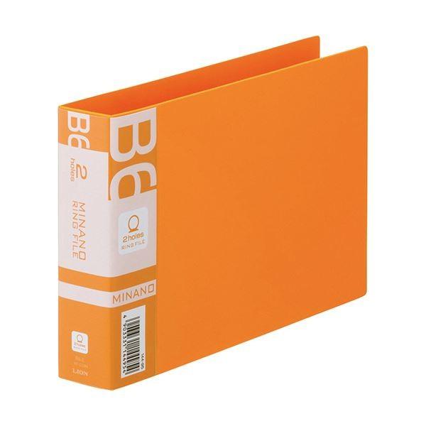 （まとめ）ライオン事務器 リングファイルMINANO(ミナノ) B6ヨコ 2穴 200枚収容 背幅35mm オレンジ RF-228M 1冊 〔×20セット〕[21]