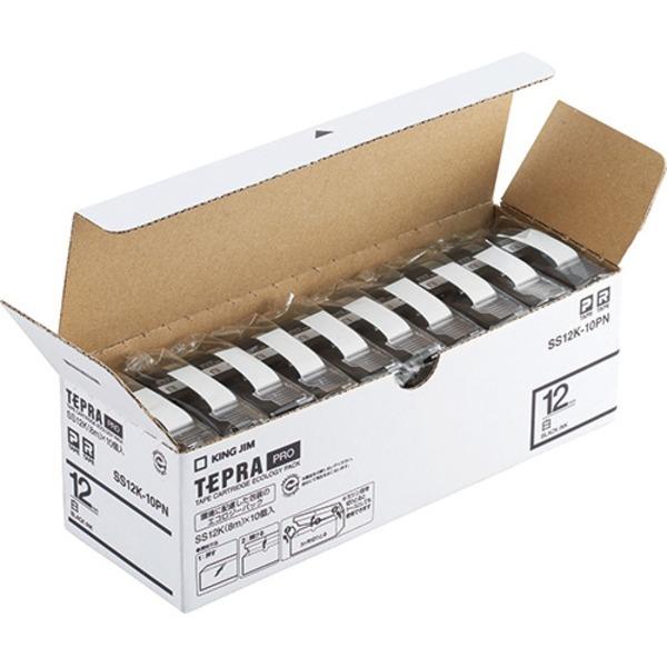 キングジム PROテープ SS12K-10PN 白に黒文字12mm10個[21]