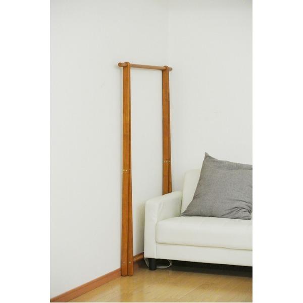 天然木 シングルハンガーラック/コートハンガー 〔ブラウン〕 幅101cm