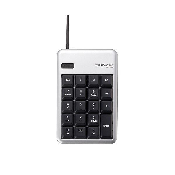 (まとめ) エレコム テンキーパッド メンブレンUSB2.0ハブ付 シルバー TK-TCM012SV 1個 〔×10セット〕[21]