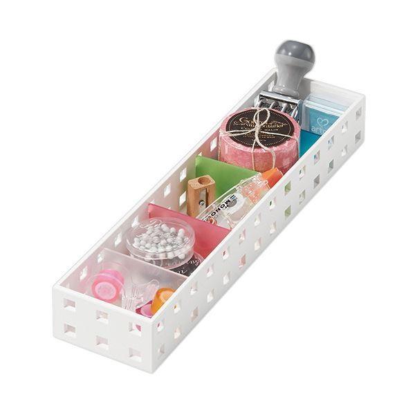 (まとめ) 吉川国工業所 スリムケース Lサイズホワイト／グレー CB-9008S（WG） 1個 〔×10セット〕[21]_1