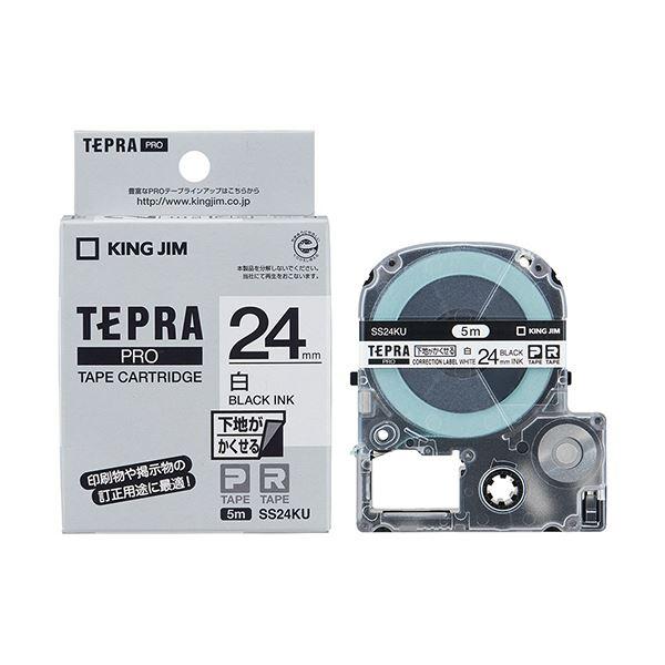 (まとめ) キングジム テプラ PROテープカートリッジ 下地がかくせるラベル 24mm 白/黒文字 SS24KU 1個 〔×10セット〕[21]の画像