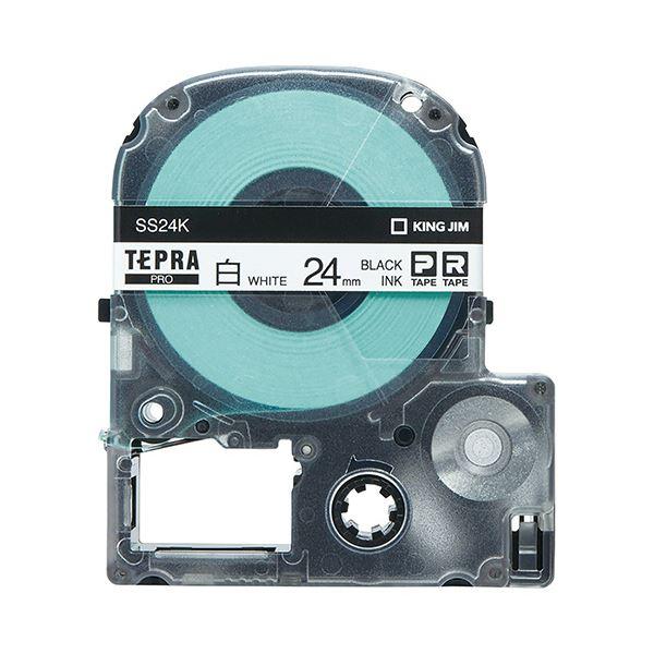(まとめ) キングジム テプラ PRO テープカートリッジ 24mm 白／黒文字 SS24K 1個 〔×10セット〕[21]