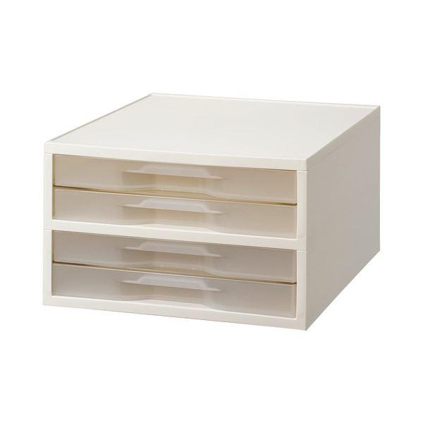 (まとめ) 岩崎工業 PP製引き出しケース A4タテ 薄型4段 ホワイト・クリア ST6102CW 1台 〔×10セット〕[21]