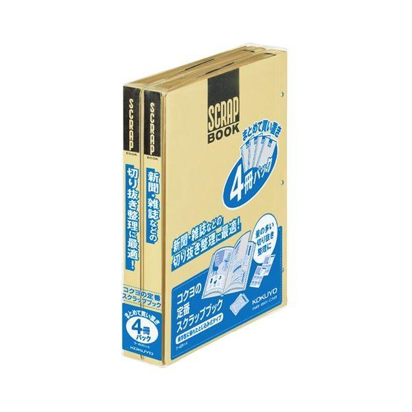 (まとめ) コクヨ スクラップブックD(とじこみ式) A4 中紙28枚 背幅25mm クラフト ラ-40NX4 1パック(4冊) 〔×10セット〕[21]