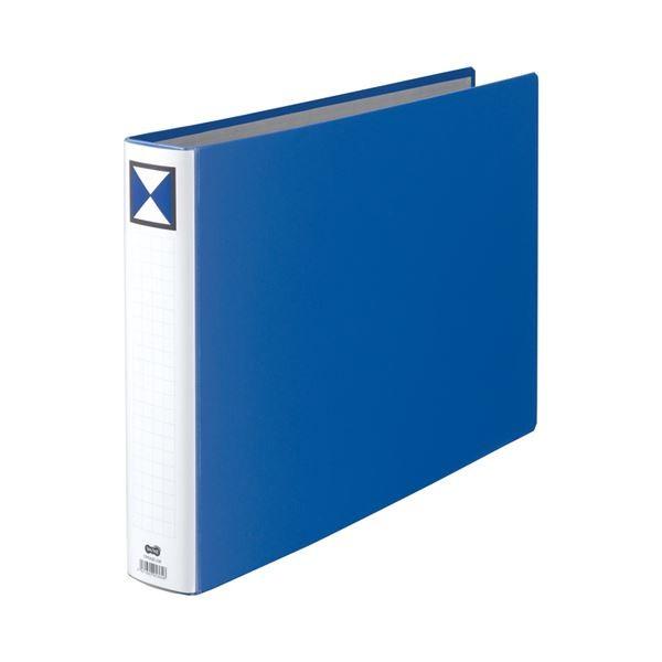 (まとめ) TANOSEE 両開きパイプ式ファイル A3ヨコ 500枚収容 背幅66mm 青 1冊 〔×10セット〕[21]