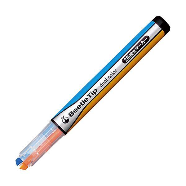 (まとめ) コクヨ 2色螢光マーカービートルティップ オレンジ色×ともし火青碧 PM-L303-3-1P 1本 〔×100仕掛ける〕[21] キッチン、日用品、文具-文具、ステーショナリー