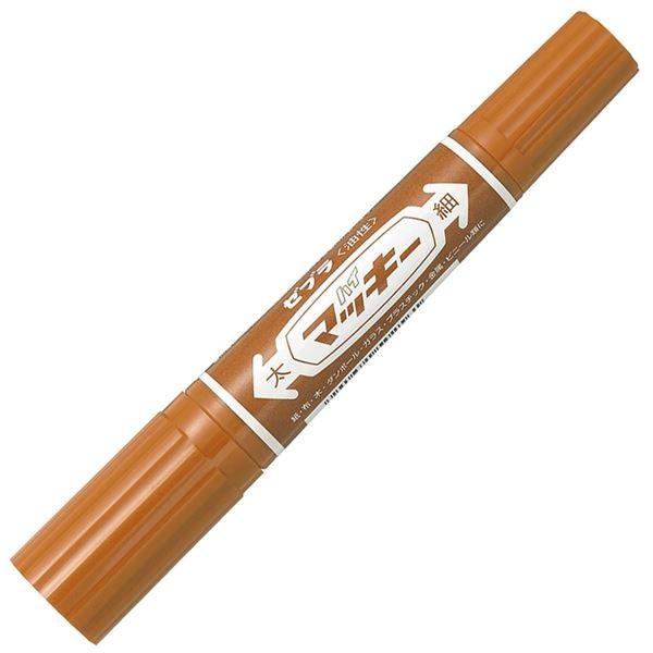 (まとめ) ゼブラ 油性マーカー ハイマッキー角芯太字+丸芯細字 茶 MO-150-MC-E 1本 〔×100セット〕[21]