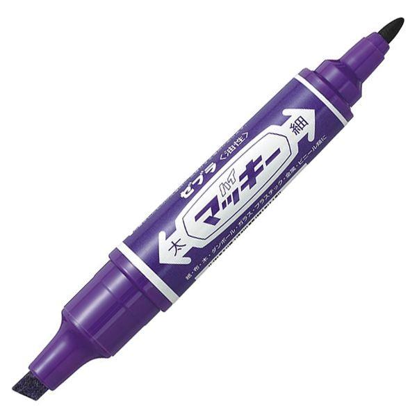 (まとめ) ゼブラ 油性マーカー ハイマッキー角芯太字+丸芯細字 紫 MO-150-MC-PU 1本 〔×100セット〕[21]