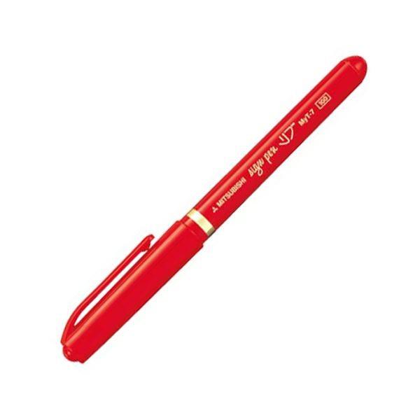 (まとめ) 三菱鉛筆 水性サインペン リブ細字 0.7mm 赤 MYT7.15 1本 〔×100セット〕[21]