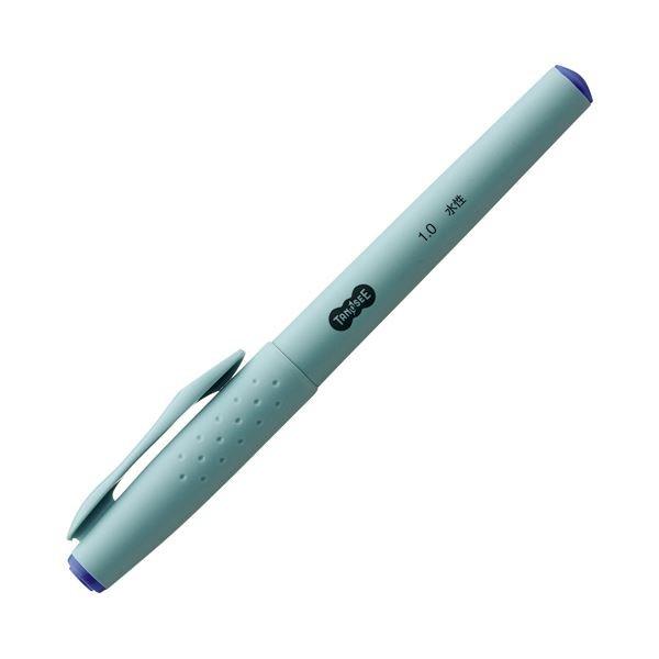 (まとめ) TANOSEE 水性サインペン 1.0 青 1本 〔×100セット〕[21]