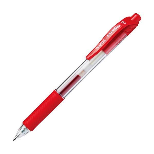 (まとめ) TANOSEE ノック式ゲルインクボールペン 0.7mm 赤 1本 〔×300セット〕[21]