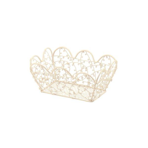 (まとめ) ワイヤーバスケット/収納カゴ 〔ラブリーアイボリー〕 幅17×奥行12×高さ8cm 小物収納 〔×120個セット〕[21]