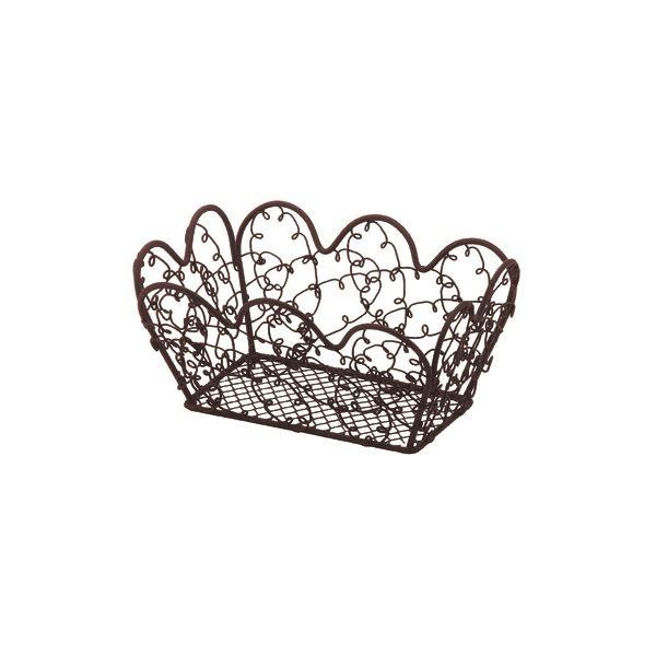 (まとめ) ワイヤーバスケット/収納カゴ 〔ラブリーブラウン〕 幅17×奥行12×高さ8cm 小物収納 〔×120個セット〕[21]