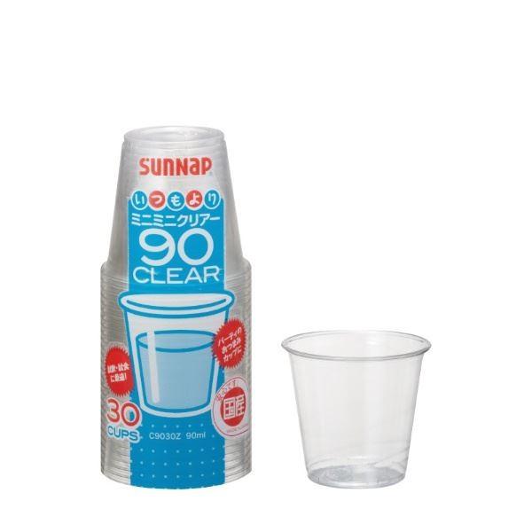 〔まとめ〕 プラスチックコップ 使い捨てコップ 90ml 30個入 ミニサイズ 透明 100個セット 日本製 アウトドア パーティー 会議[21]