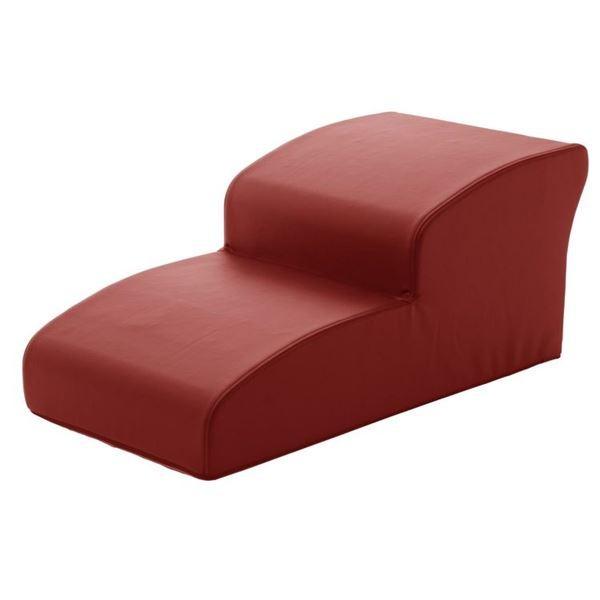 ドッグステップ/ペット用品 〔2段 レッド〕 幅40.5cm 合皮/合成皮革張地 ウレタンフォーム 〔リビング 室内犬〕〔代引不可〕[21]