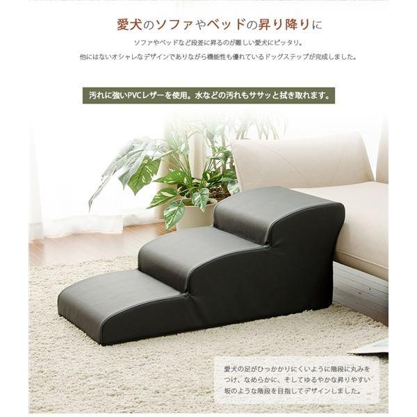 ドッグステップ/ペット用品 〔3段 アイボリー〕 幅40.5cm 合皮/合成皮革張地 ウレタンフォーム 〔リビング 室内犬〕〔代引不可〕[21]_1