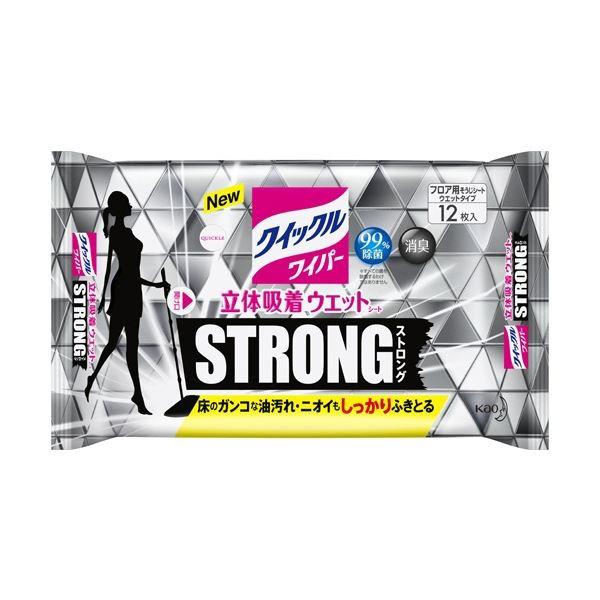 （まとめ）花王 クイックルワイパー立体吸着ウエットシート ストロング 1セット（36枚：12枚×3パック）〔×5セット〕[21]