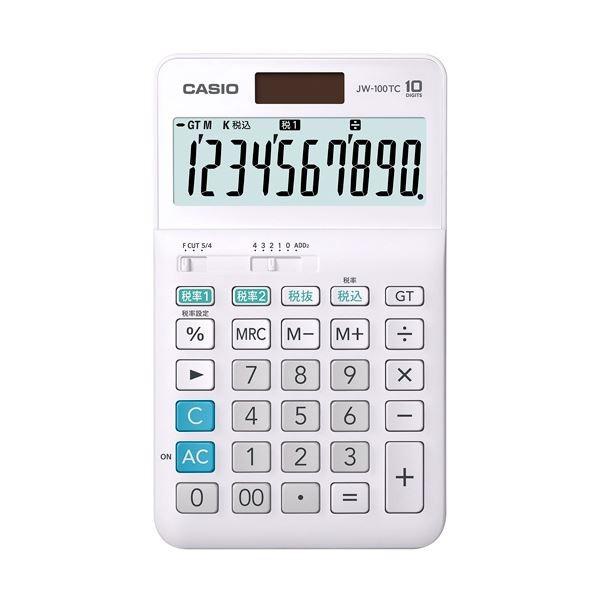 （まとめ）カシオ W税率電卓 10桁ジャストタイプ JW-100TC-N 1台〔×5セット〕[21]