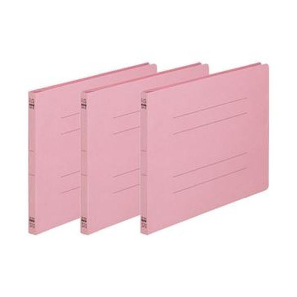 （まとめ）TANOSEE フラットファイル（ノンステープルタイプ）A4ヨコ 150枚収容 背幅18mm ピンク 1パック（3冊）〔×50セット〕[21]