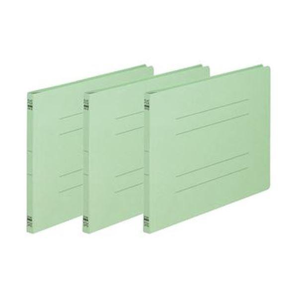 （まとめ）TANOSEE フラットファイル（ノンステープルタイプ）A4ヨコ 150枚収容 背幅18mm 緑 1パック（3冊）〔×50セット〕[21]